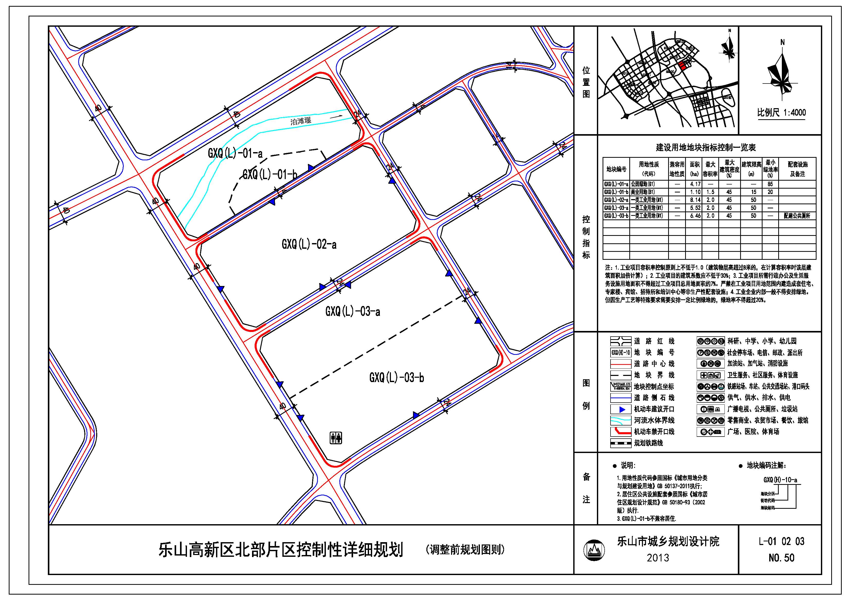 调整前乐山高新区北部片区控规GXQ(L)-03号地块图则
